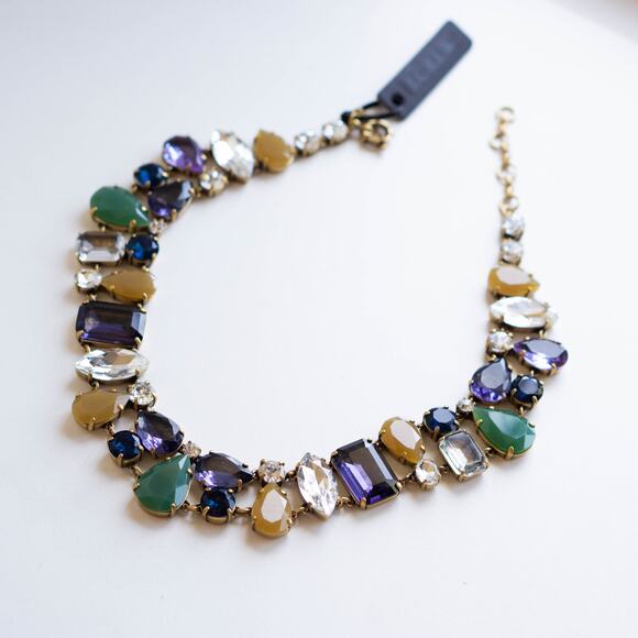 J. Crew Jewelry - J.Crew Crystal Melange Statement Necklace Multicolor Blue Green